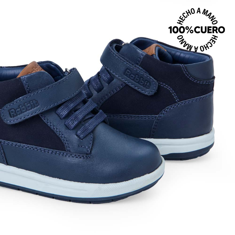 BOTÍN DERBY CASUAL ANGEL-2528 AZUL RABBIT CUERO - 2