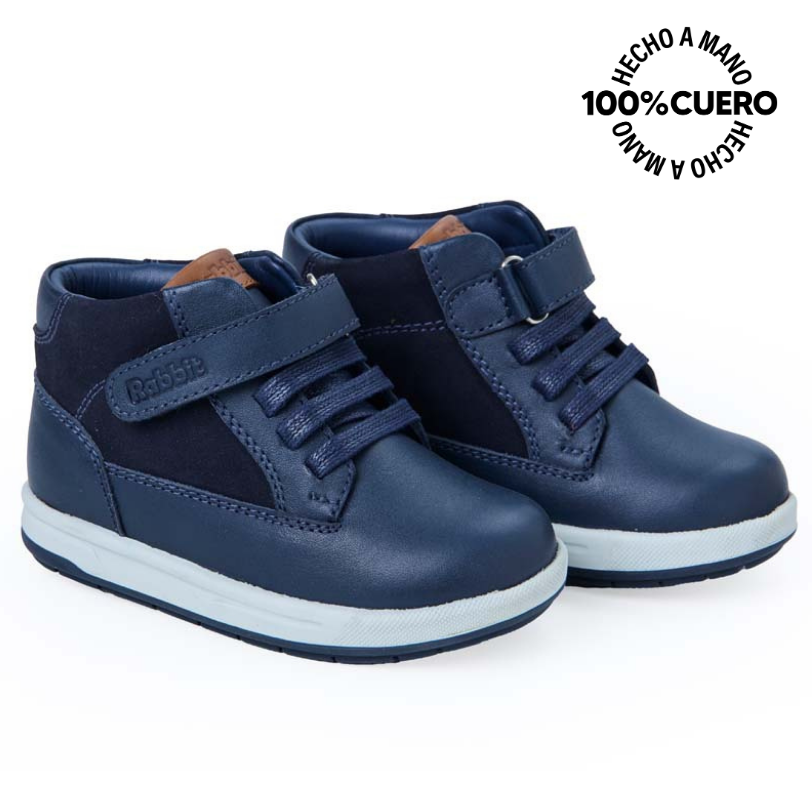BOTÍN DERBY CASUAL ANGEL-2528 AZUL RABBIT CUERO - 4