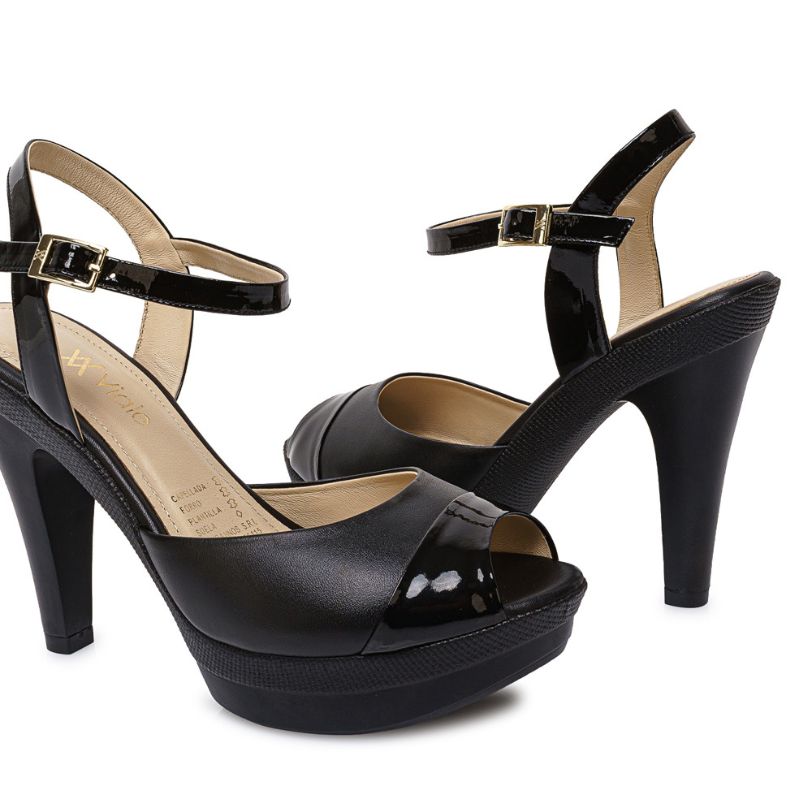 SANDALIA D'ORSAY CASUAL ALE-2521 NEGRO VIALE CUERO - 2