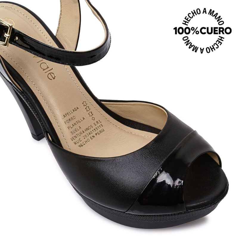 SANDALIA D'ORSAY CASUAL ALE-2521 NEGRO VIALE CUERO - 3