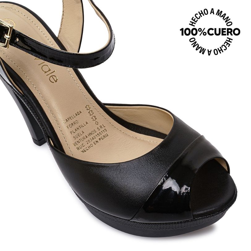 SANDALIA D'ORSAY CASUAL ALE-2521 NEGRO VIALE CUERO - 3