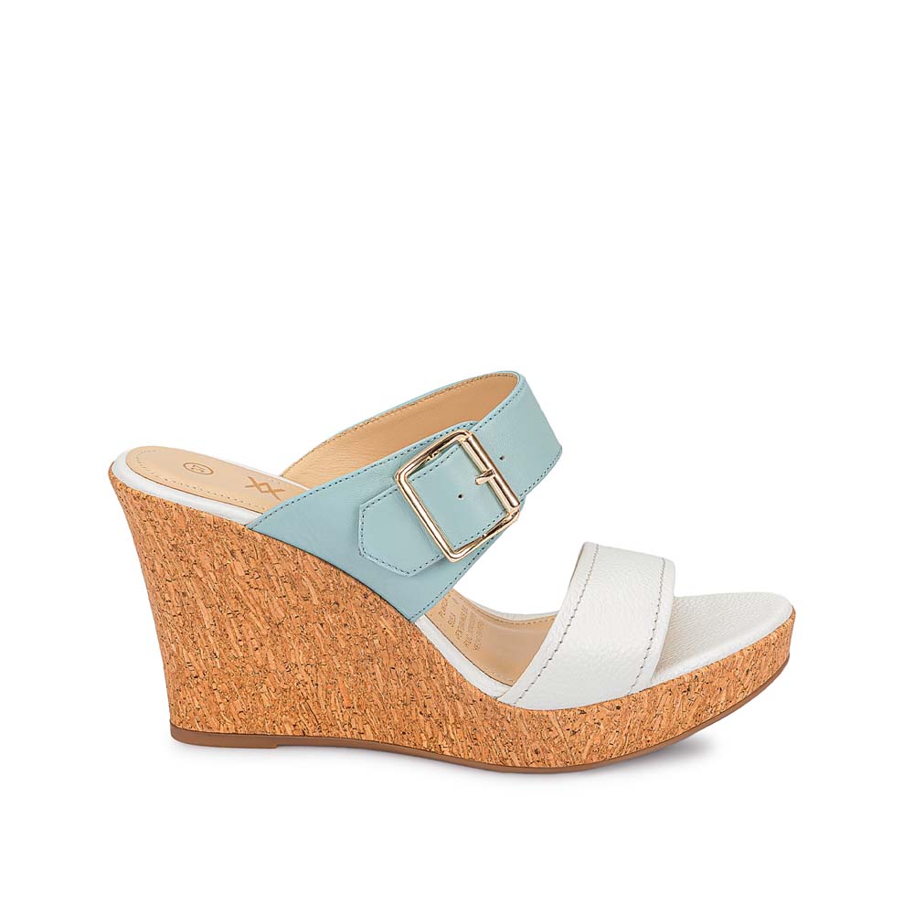 SANDALIA STRAP CASUAL ALE-2522B BLANCO/CELESTE VIALE CUERO - 1