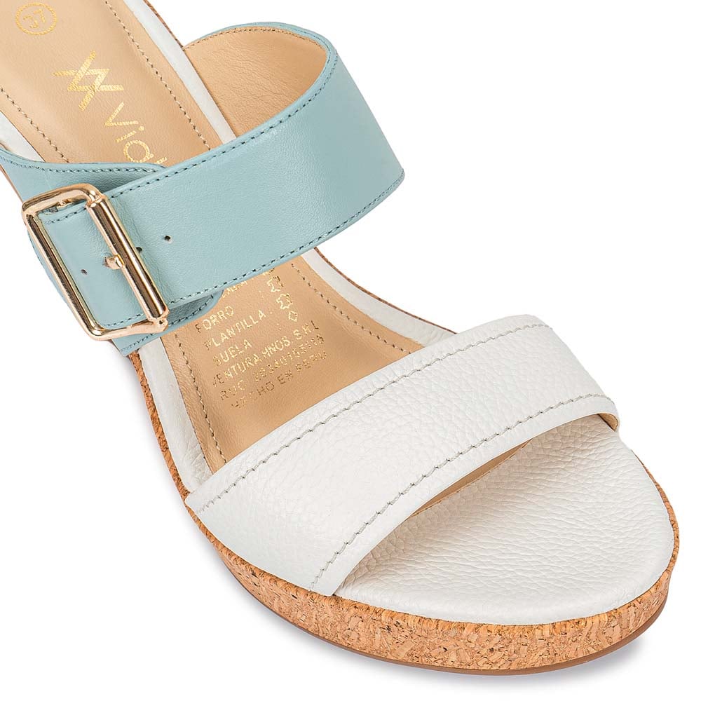 SANDALIA STRAP CASUAL ALE-2522B BLANCO/CELESTE VIALE CUERO - 3