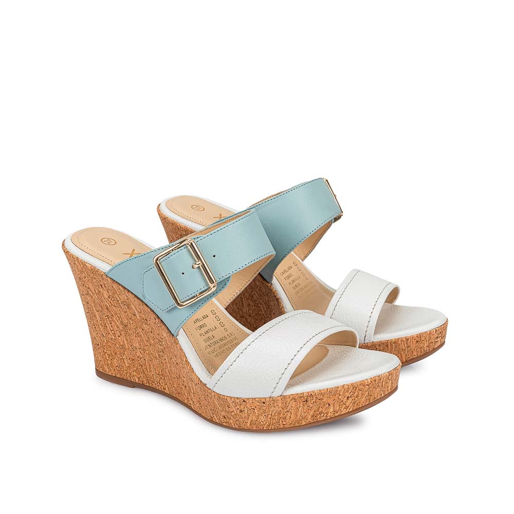 SANDALIA STRAP CASUAL ALE-2522B BLANCO/CELESTE VIALE CUERO - 4