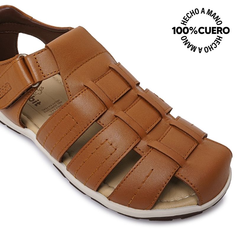 SANDALIA D'ORSAY CASUAL ANGEL-2619 MARRÓN H RABBIT CUERO - 3