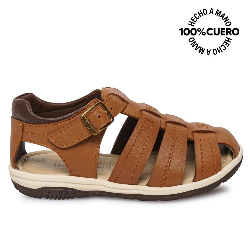 SANDALIA D'ORSAY CASUAL ANGEL-2613 MARRÓN RABBIT CUERO - 1
