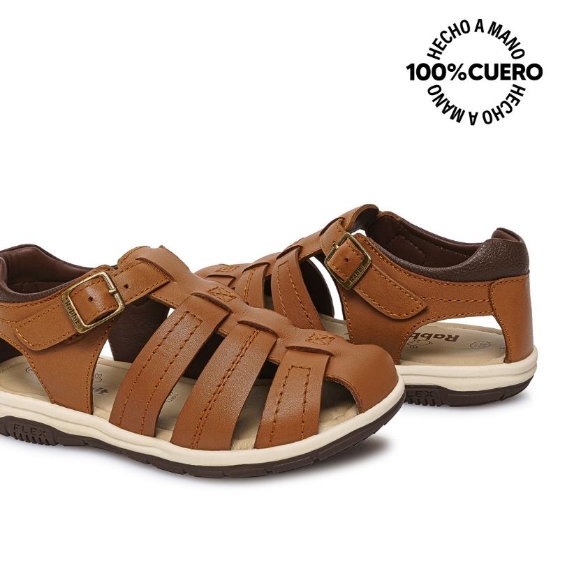 SANDALIA D'ORSAY CASUAL ANGEL-2613 MARRÓN RABBIT CUERO - 2