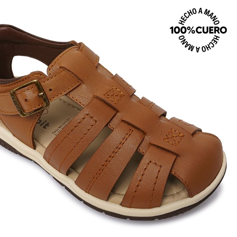 SANDALIA D'ORSAY CASUAL ANGEL-2613 MARRÓN RABBIT CUERO - 3