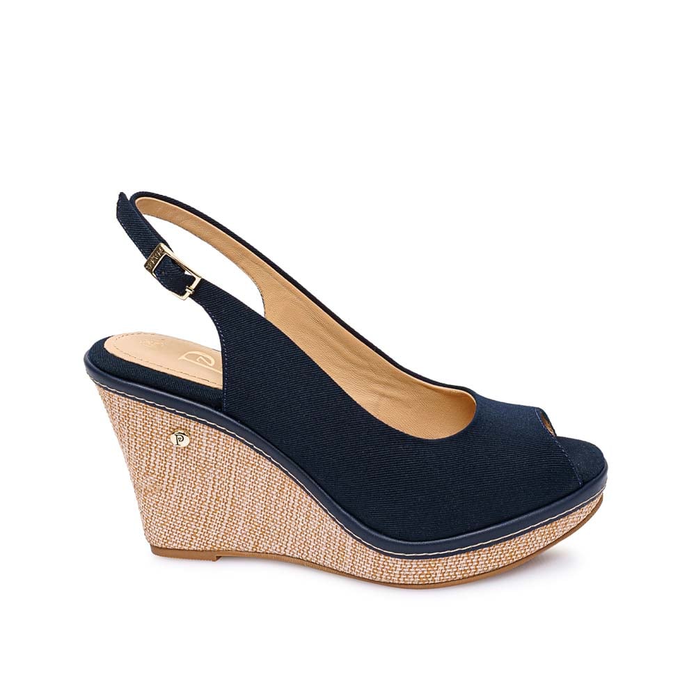 SANDALIA PEEP TOE CASUAL WAL-2614 AZUL PIAZZA - 1