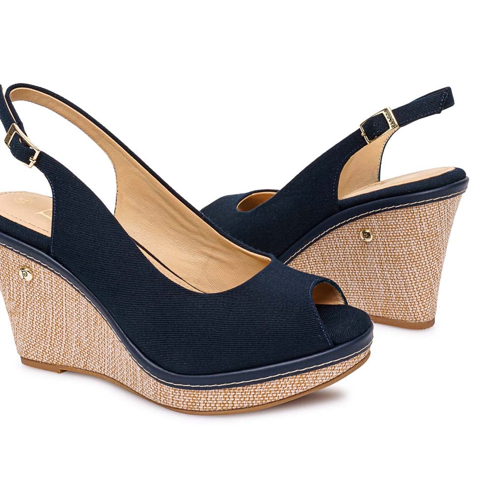 SANDALIA PEEP TOE CASUAL WAL-2614 AZUL PIAZZA - 2