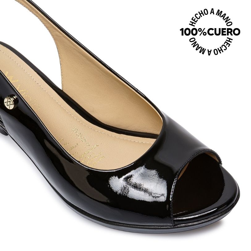 SANDALIA PEEP TOE CASUAL LINDA-2610 NEGRO VIALE CUERO - 3