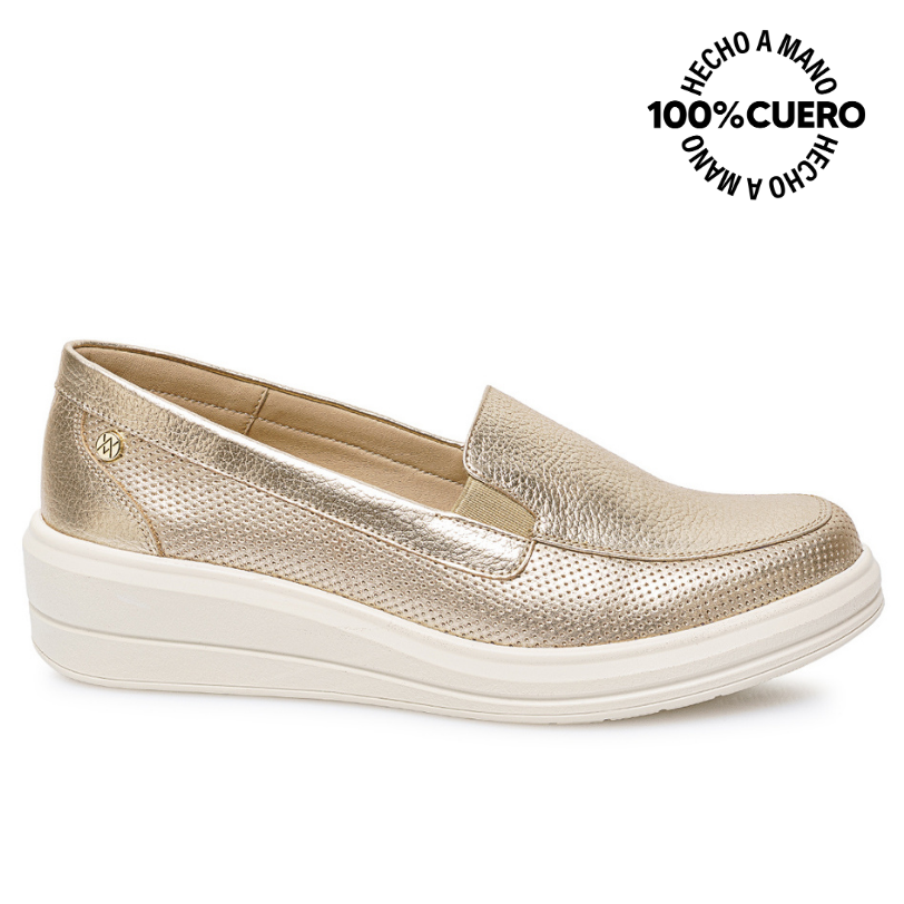 ZAPATO SLIP ON CASUAL WIL-2627 DORADO VIALE CUERO - 1
