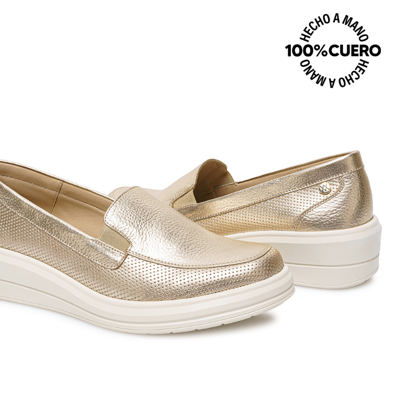 ZAPATO SLIP ON CASUAL WIL-2627 DORADO VIALE CUERO - 2