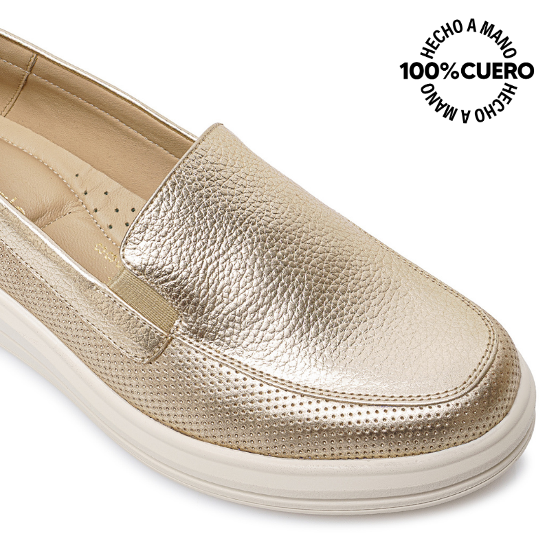 ZAPATO SLIP ON CASUAL WIL-2627 DORADO VIALE CUERO - 3
