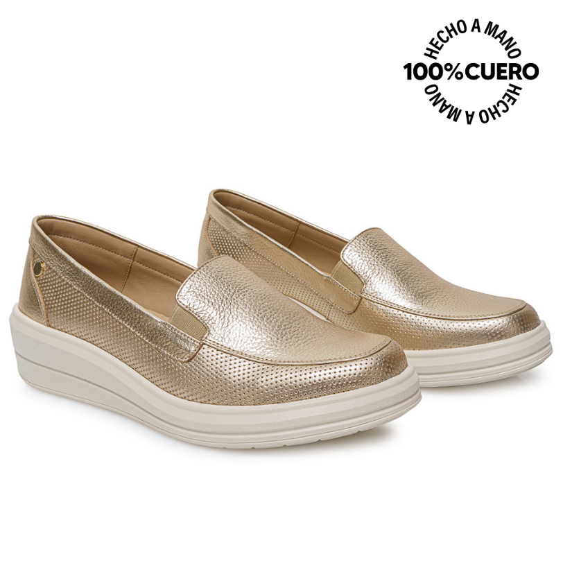 ZAPATO SLIP ON CASUAL WIL-2627 DORADO VIALE CUERO - 4