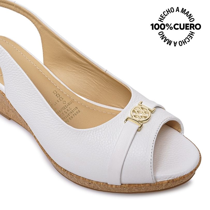 SANDALIA PEEP TOE CASUAL SOFI-2606 BLANCO VIALE CUERO - 3