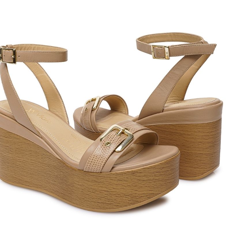SANDALIA D'ORSAY CASUAL LINDA-2605 BEIGE VIALE CUERO - 2