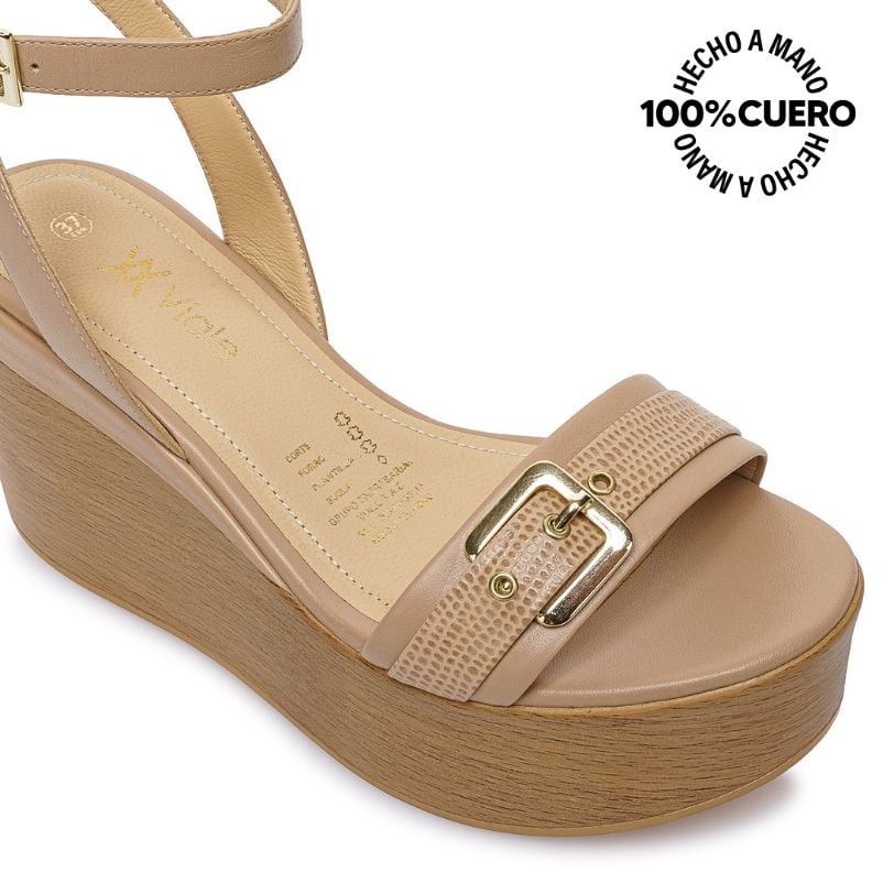 SANDALIA D'ORSAY CASUAL LINDA-2605 BEIGE VIALE CUERO - 3