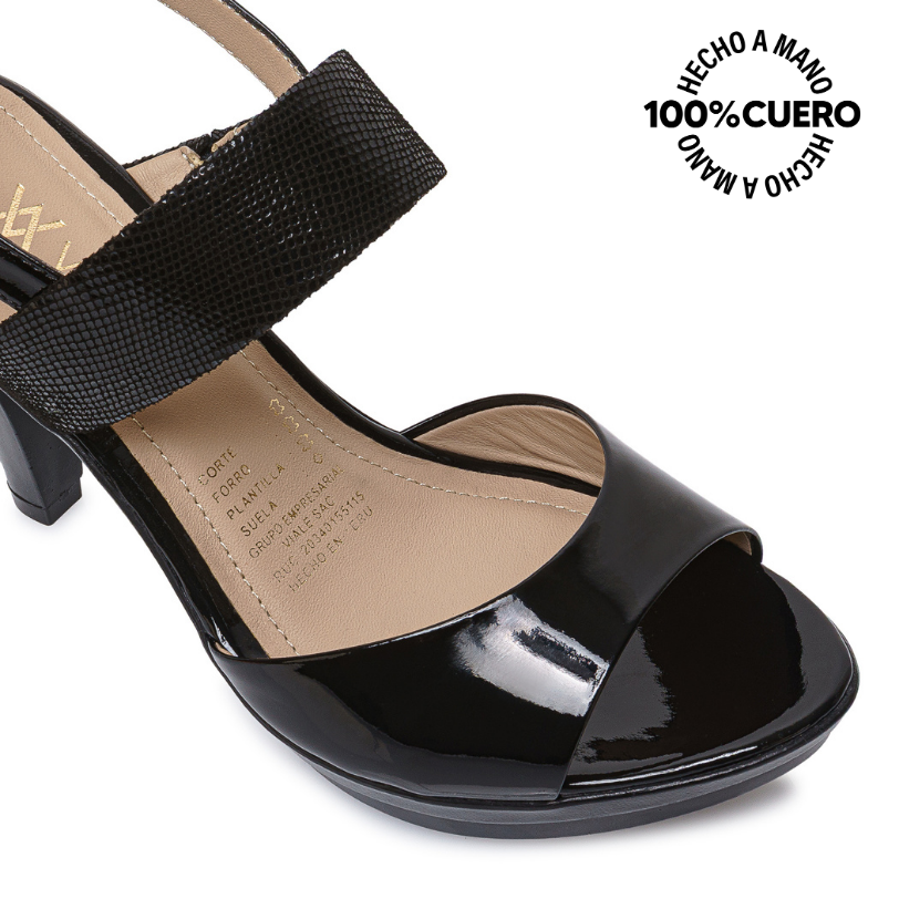 SANDALIA D'ORSAY CASUAL ALE-2601 NEGRO VIALE CUERO - 3