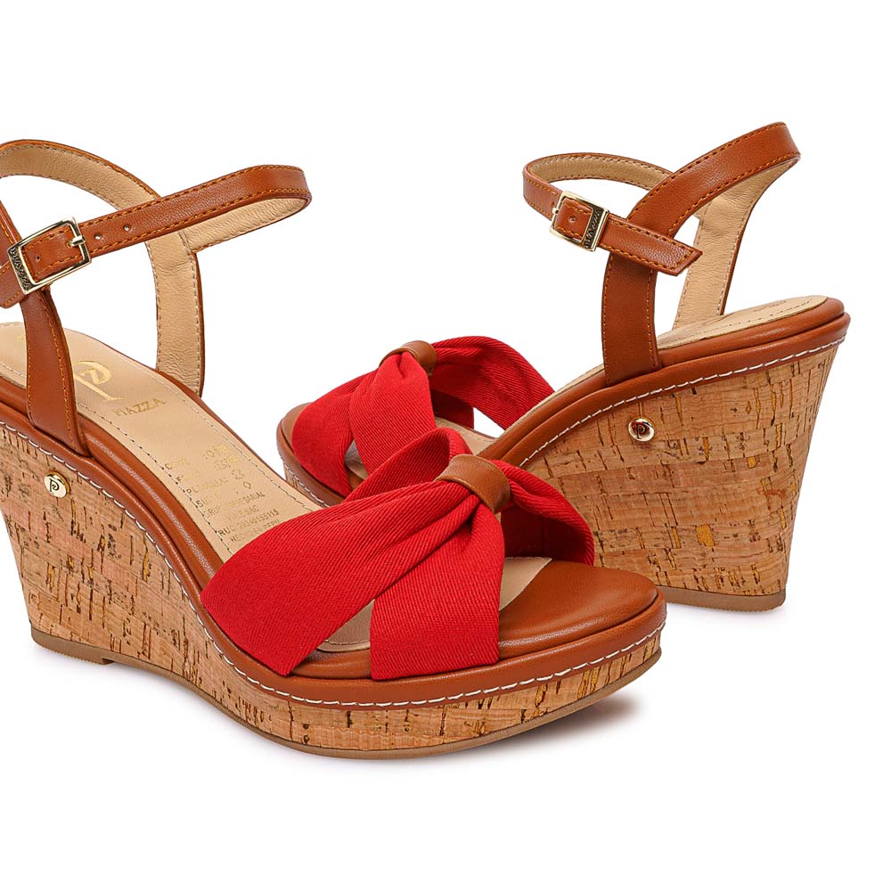 SANDALIA D'ORSAY CASUAL WAL-2612 ROJO/NATURAL PIAZZA - 2