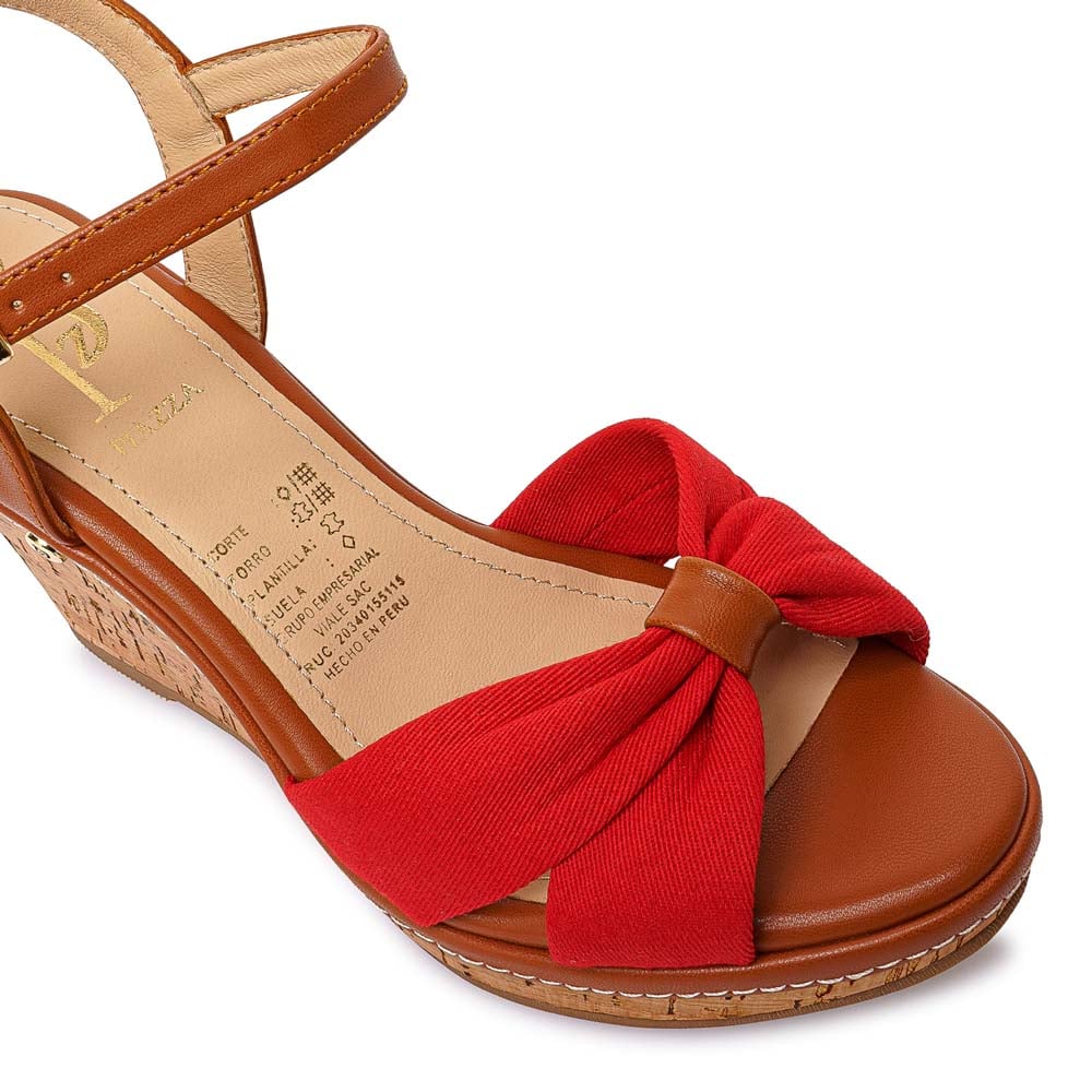 SANDALIA D'ORSAY CASUAL WAL-2612 ROJO/NATURAL PIAZZA - 3