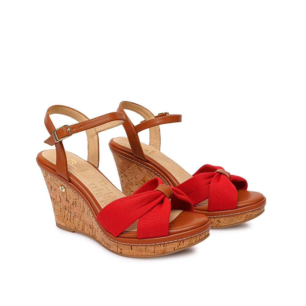 SANDALIA D'ORSAY CASUAL WAL-2612 ROJO/NATURAL PIAZZA - 4