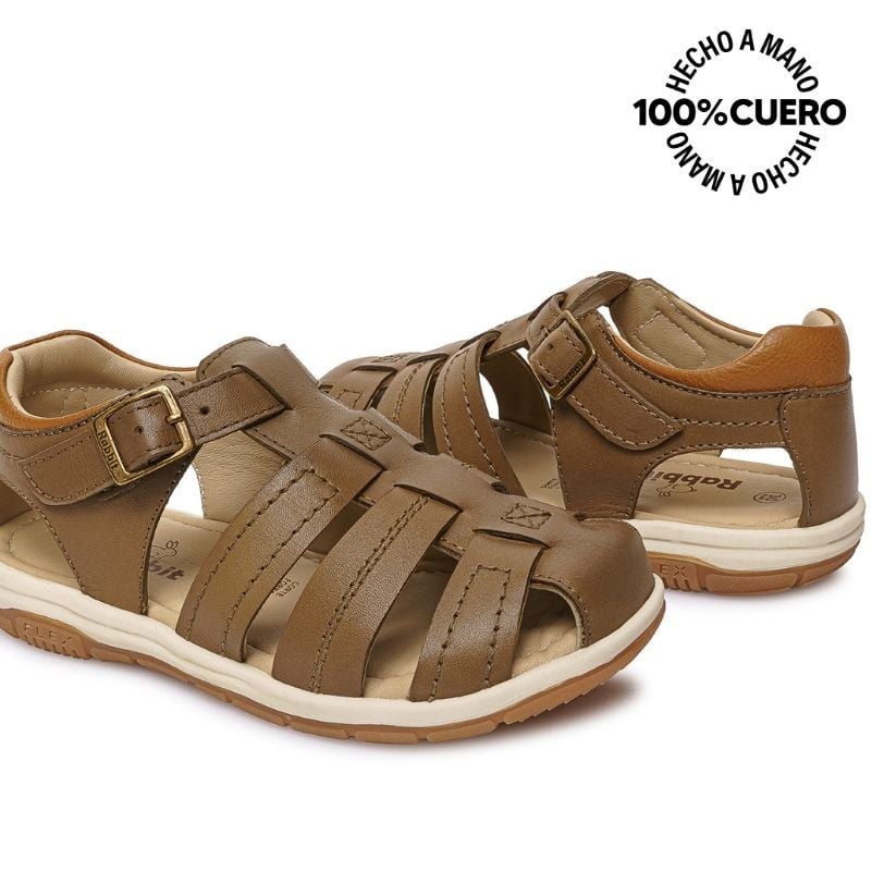 SANDALIA D'ORSAY CASUAL ANGEL-2613 OLIVO RABBIT CUERO - 2