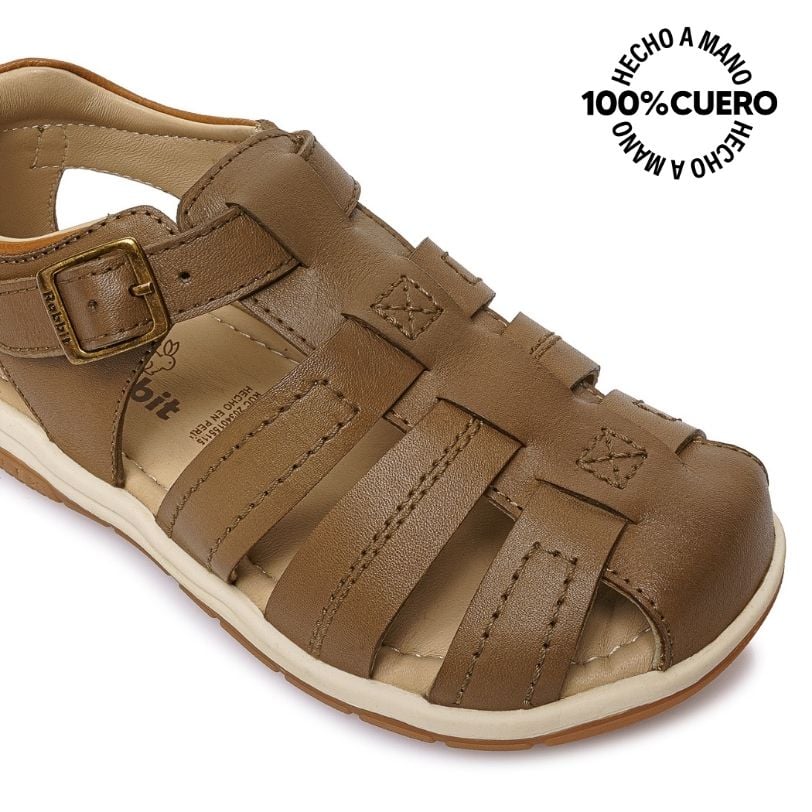 SANDALIA D'ORSAY CASUAL ANGEL-2613 OLIVO RABBIT CUERO - 3
