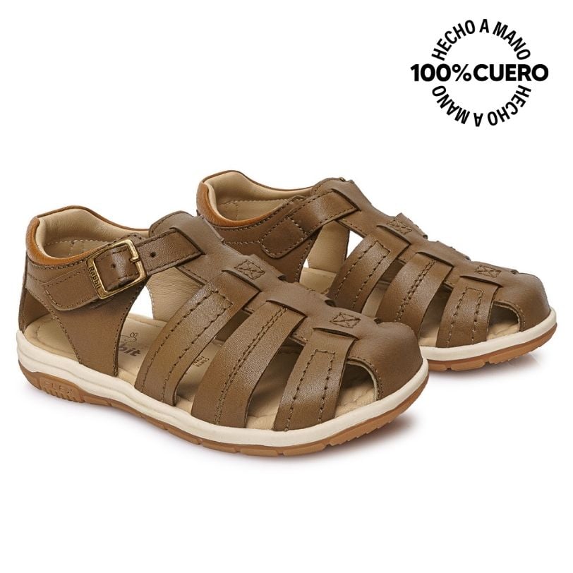 SANDALIA D'ORSAY CASUAL ANGEL-2613 OLIVO RABBIT CUERO - 4