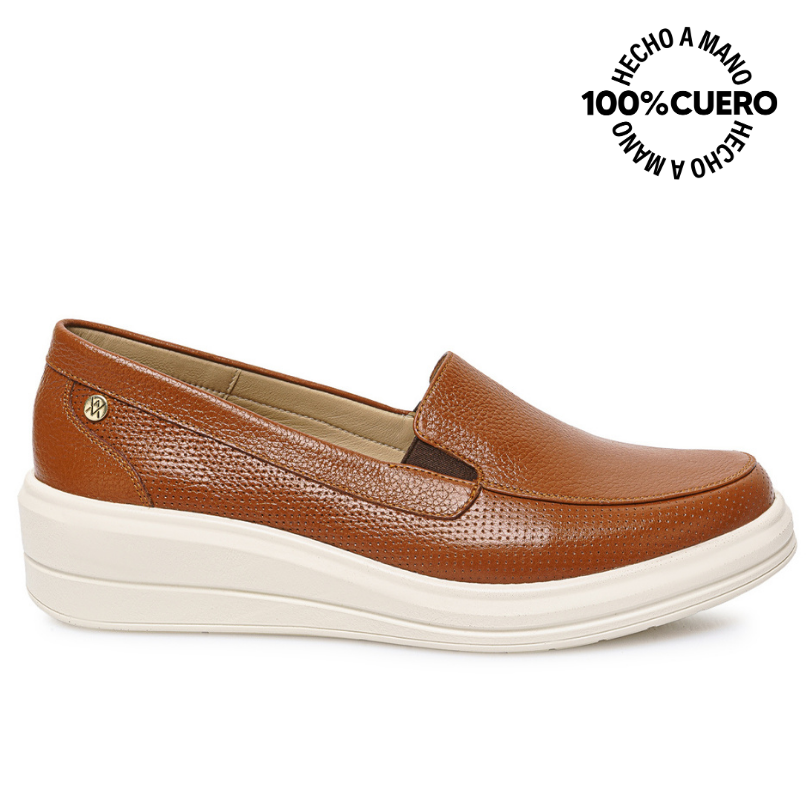 ZAPATO SLIP ON CASUAL WIL-2627 NATURAL VIALE CUERO - 1