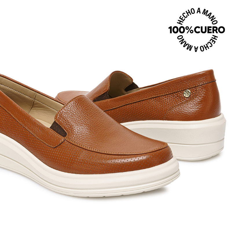 ZAPATO SLIP ON CASUAL WIL-2627 NATURAL VIALE CUERO - 2