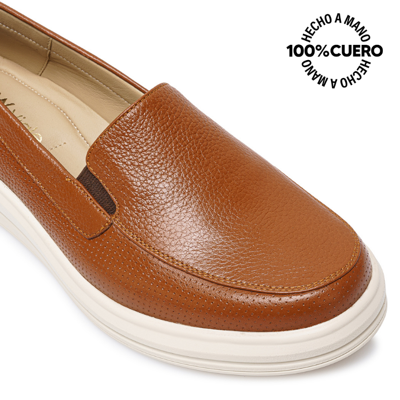 ZAPATO SLIP ON CASUAL WIL-2627 NATURAL VIALE CUERO - 3