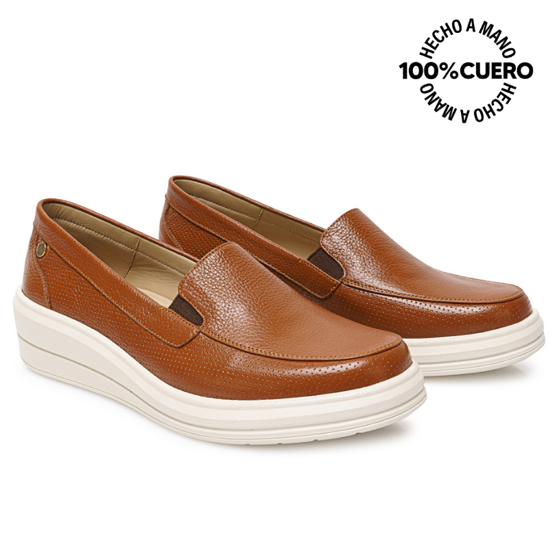 ZAPATO SLIP ON CASUAL WIL-2627 NATURAL VIALE CUERO - 4