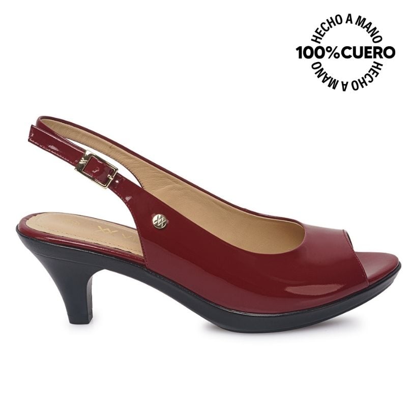 SANDALIA PEEP TOE CASUAL LINDA-2610 CRAMBERRY VIALE CUERO - 1