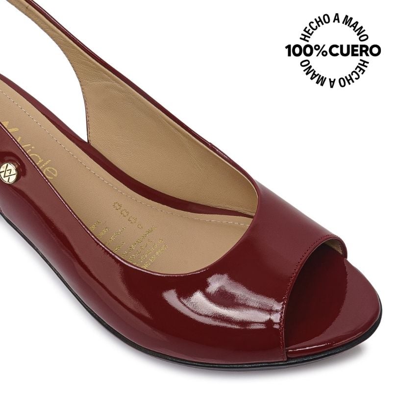 SANDALIA PEEP TOE CASUAL LINDA-2610 CRAMBERRY VIALE CUERO - 3