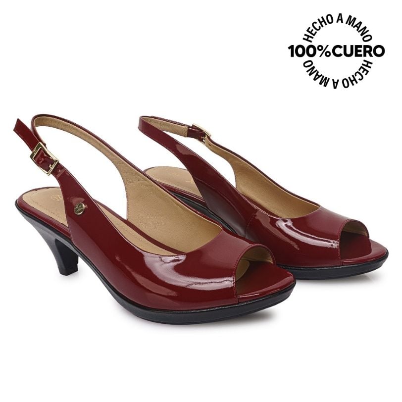 SANDALIA PEEP TOE CASUAL LINDA-2610 CRAMBERRY VIALE CUERO - 4