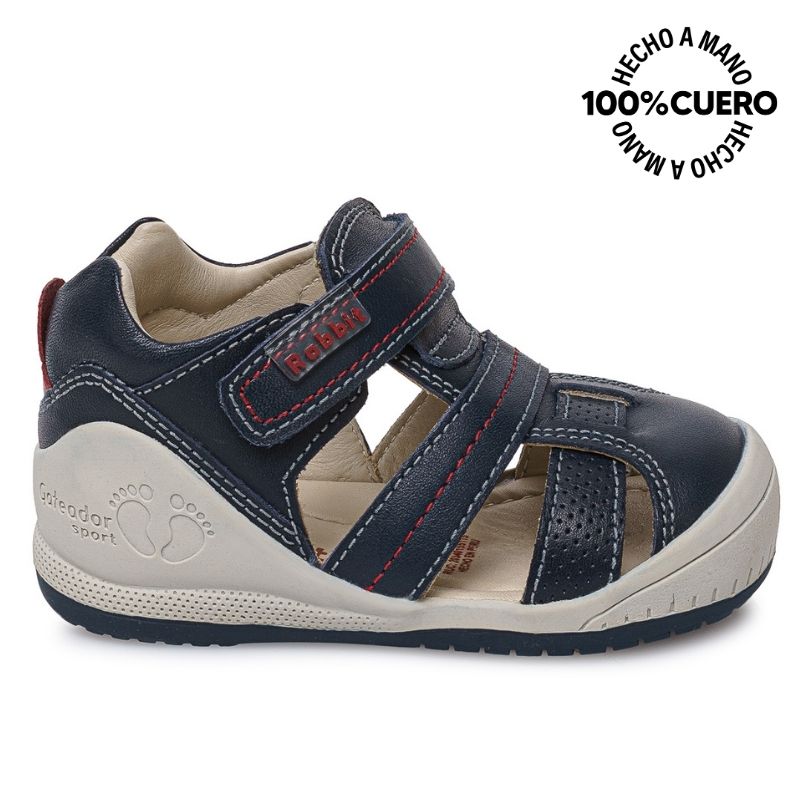SANDALIA FRANCISCANA CASUAL ALEX-2603 AZUL RABBIT CUERO - 1