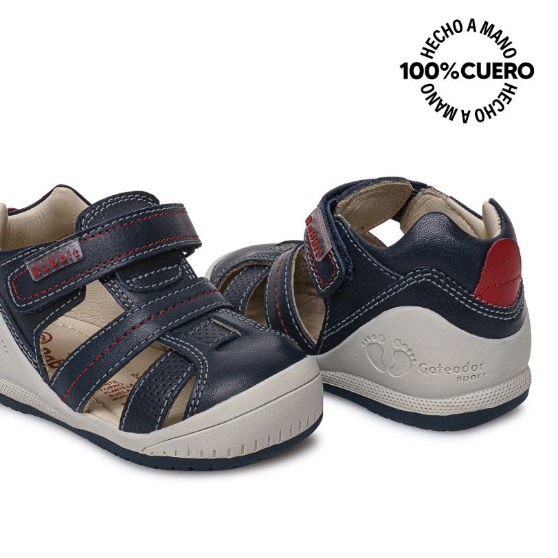 SANDALIA FRANCISCANA CASUAL ALEX-2603 AZUL RABBIT CUERO - 2