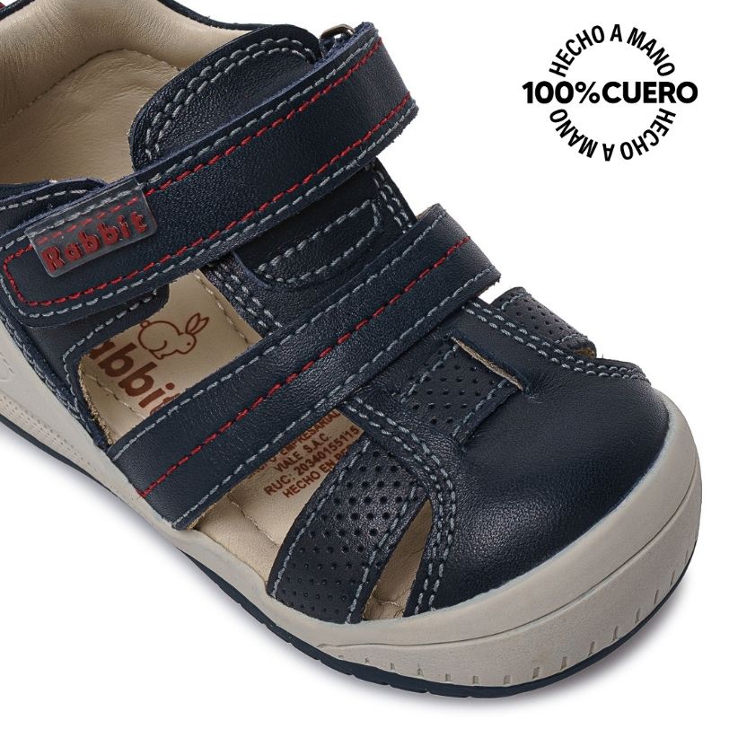SANDALIA FRANCISCANA CASUAL ALEX-2603 AZUL RABBIT CUERO - 3