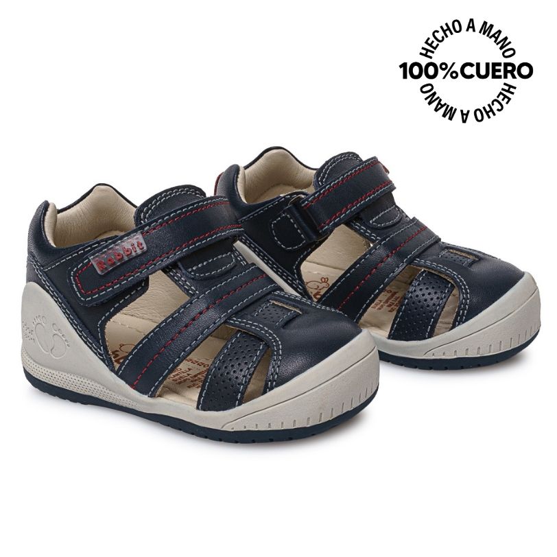 SANDALIA FRANCISCANA CASUAL ALEX-2603 AZUL RABBIT CUERO - 4