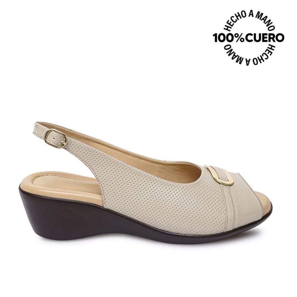 SANDALIA PEEP TOE CASUAL WIL-2503 BLANCO/OFF VIALE CUERO - 1