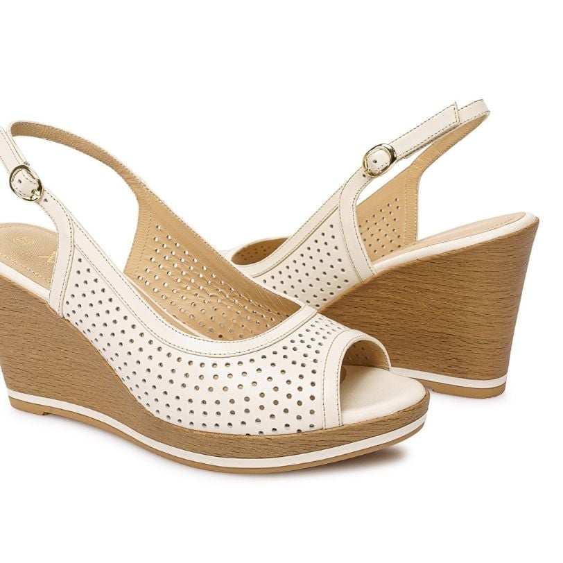SANDALIA PEEP TOE CASUAL LINDA-2602 HUESO VIALE CUERO - 2