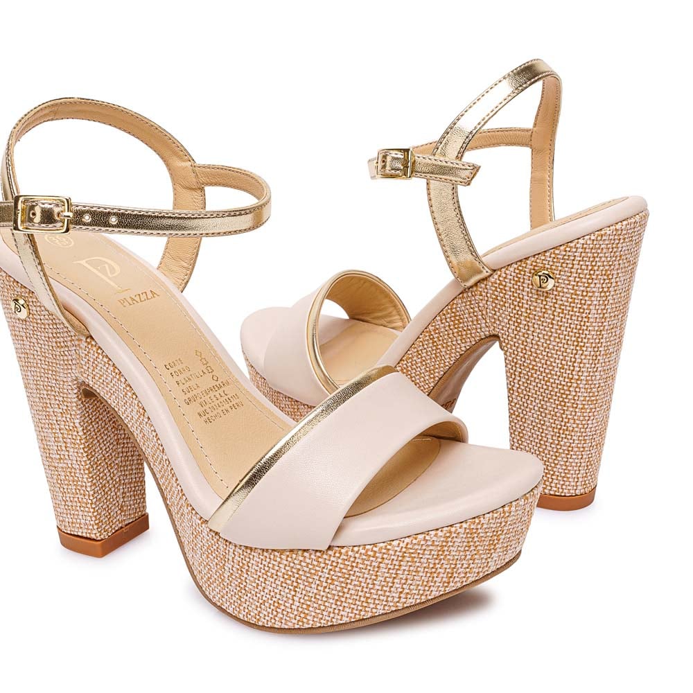 SANDALIA D'ORSAY CASUAL DEXA-2614 HUESO/DORADO PIAZZA - 2
