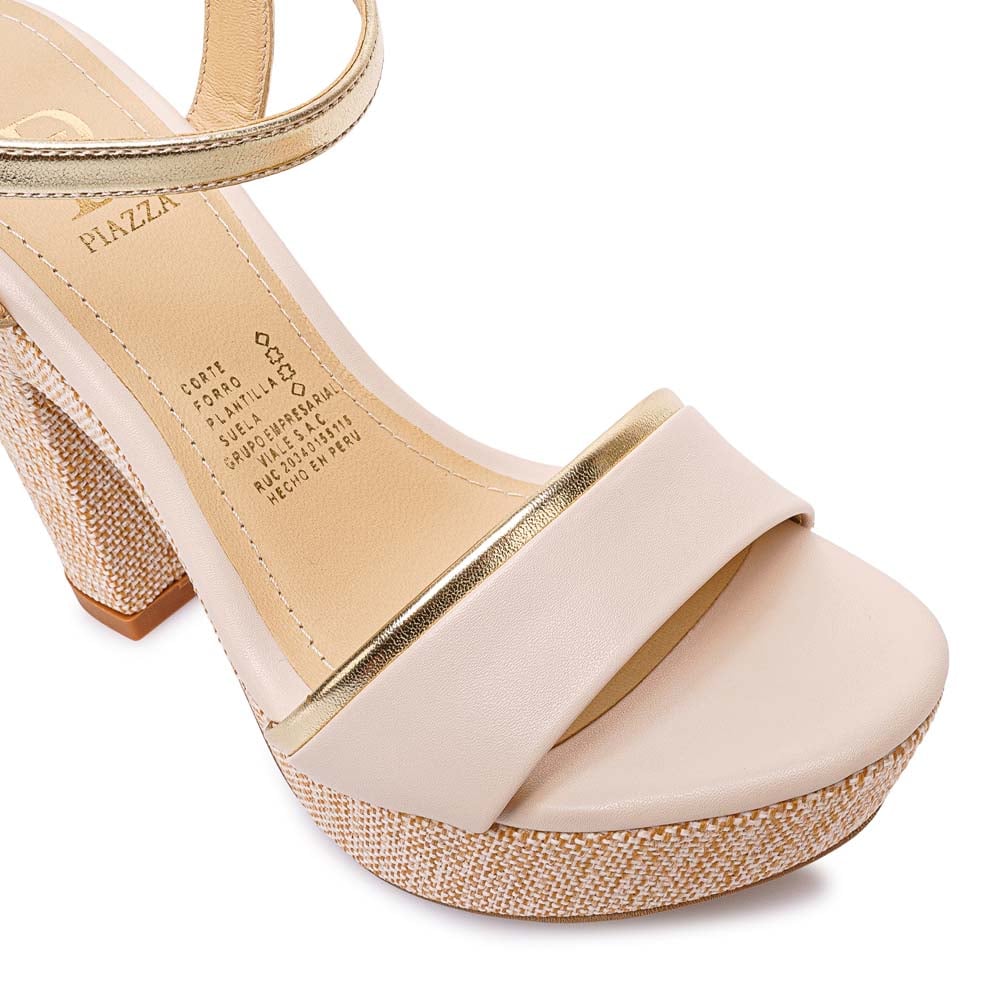 SANDALIA D'ORSAY CASUAL DEXA-2614 HUESO/DORADO PIAZZA - 3