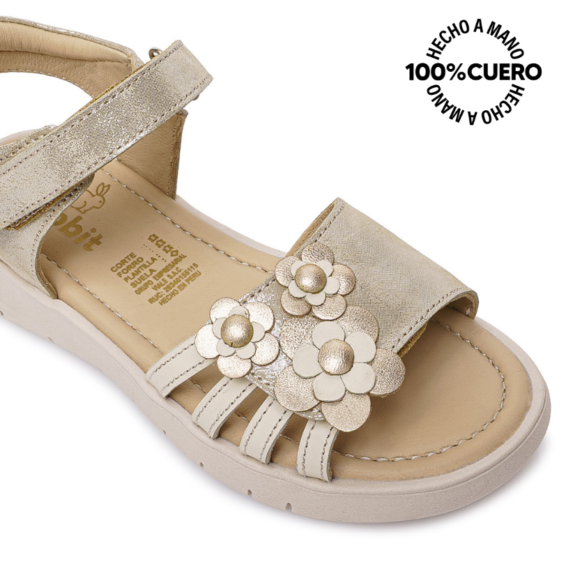SANDALIA D'ORSAY CASUAL MIA-2608 DOR/HUES RABBIT CUERO - 3