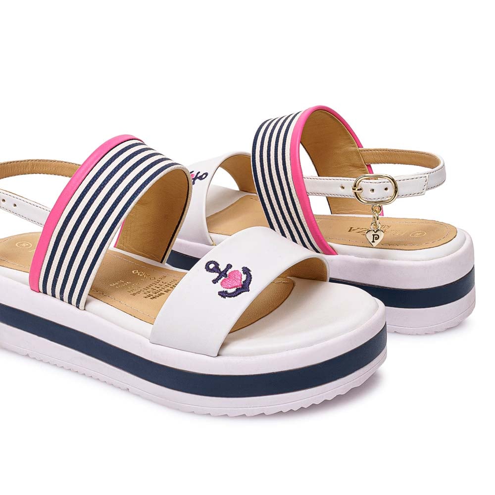 SANDALIA D'ORSAY CASUAL YADIRA-2602 BLANCO/AZUL PIAZZA KIDS - 2