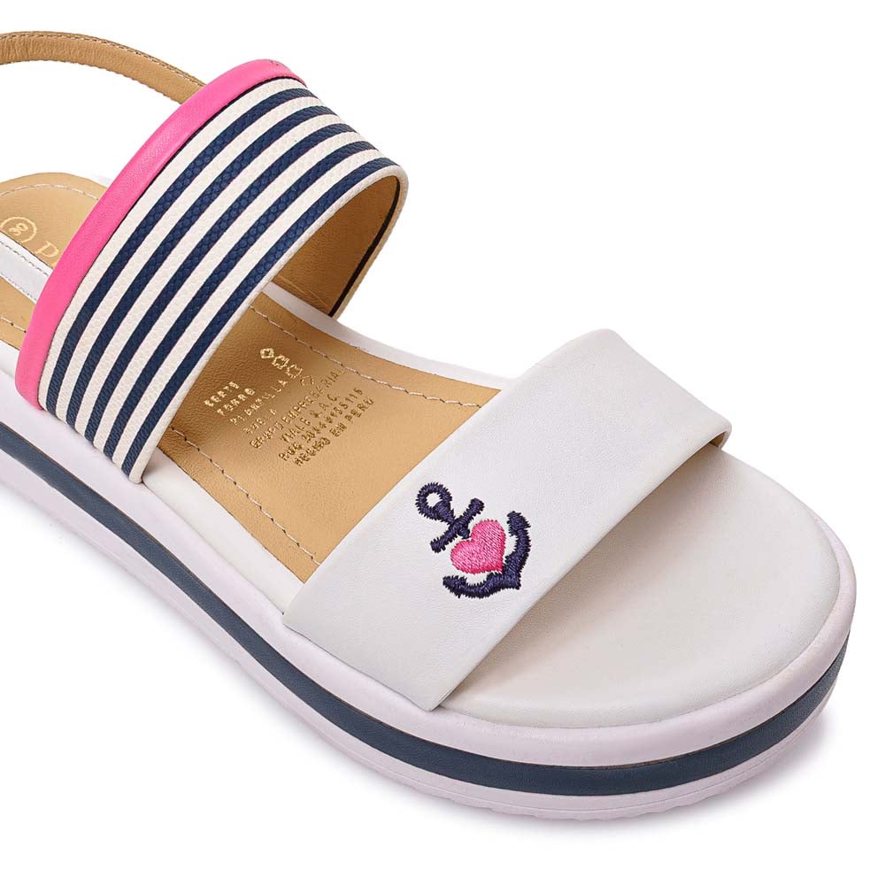 SANDALIA D'ORSAY CASUAL YADIRA-2602 BLANCO/AZUL PIAZZA KIDS - 3