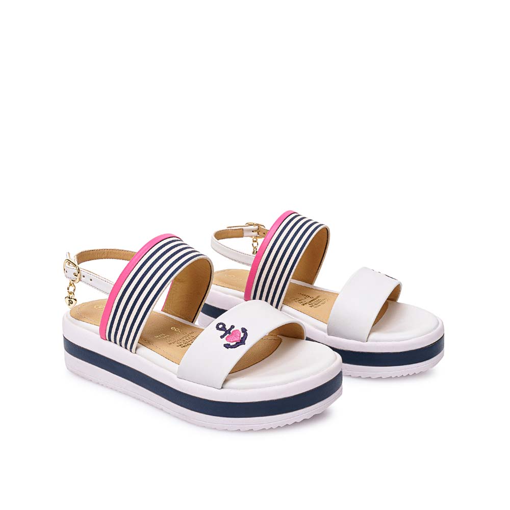 SANDALIA D'ORSAY CASUAL YADIRA-2602 BLANCO/AZUL PIAZZA KIDS - 4