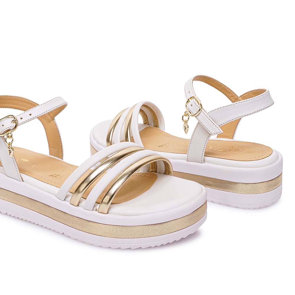 SANDALIA D'ORSAY CASUAL YADIRA-2603 HUESO/DORADO PIAZZA KIDS - 2