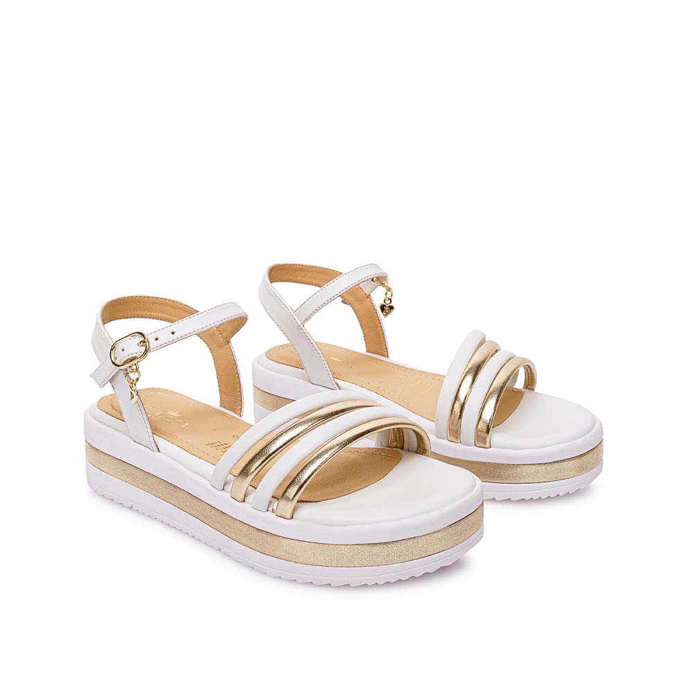 SANDALIA D'ORSAY CASUAL YADIRA-2603 HUESO/DORADO PIAZZA KIDS - 4